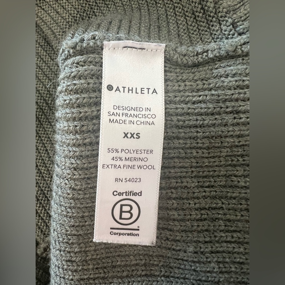 Athleta Hanover V Neck Merino Wool Blend Knit Sweater Olive Green Size XXS - Picture 7 of 7